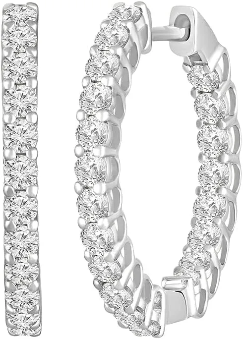 10K Gold or Silver Lab Grown Diamond Hoop Earrings (1 cttw, E-F Color, VS1 Clarity)
