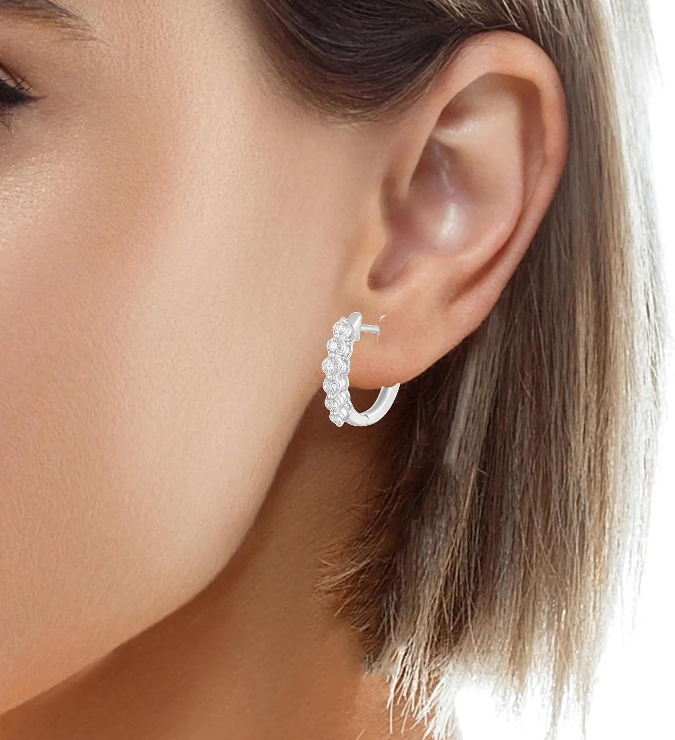 10K Gold or Silver Lab Grown Diamond Hoop Earrings (1/2 cttw, E-F Color, VS1 Clarity)
