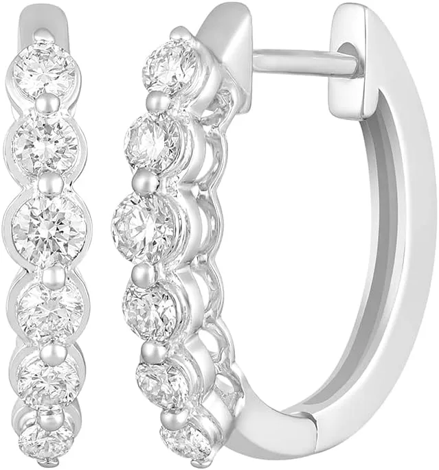 10K Gold or Silver Lab Grown Diamond Hoop Earrings (1/2 cttw, E-F Color, VS1 Clarity)