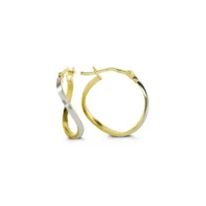10K Two Tone Gold Square Tube Twist Hoop Earrings