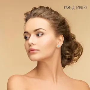 10k Yellow Gold 4 Carat Round Created Aquamarine Sapphire Stud Earrings Plated
