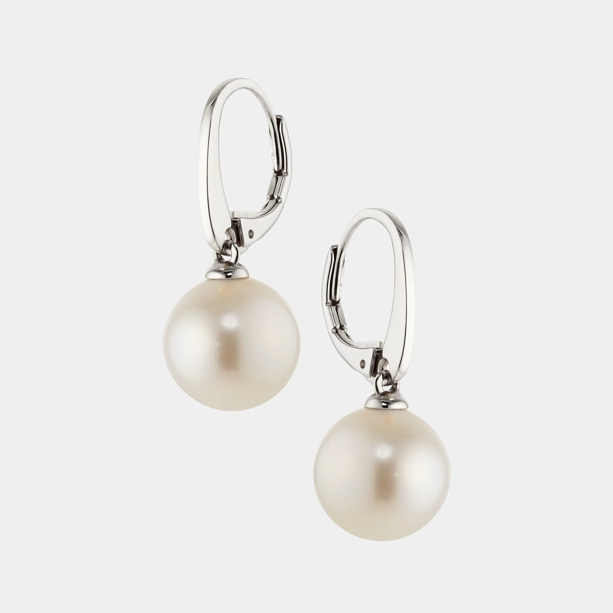 10MM GENUINE FRESHWATER PEARL  LEVERBACK EARRINGS