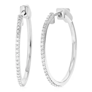 1/4 cttw Lab Grown Diamond Pave Hoop Earrings in Sterling Silver