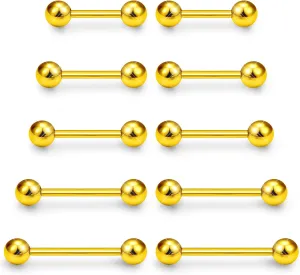 14G 16G Tongue Nipple Piercing Jewelry Surgical Steel Sterling Silver Nipple Rings Tongue Rings Bridge Piercing Long Metal Short Straight Barbell 12mm 14mm 16mm 18mm 22mm