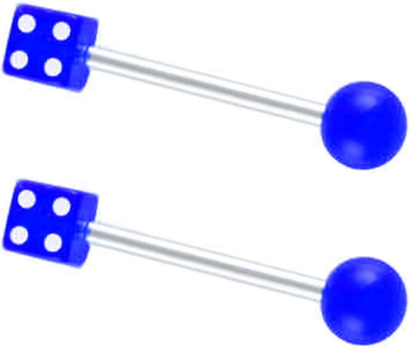 14G Stainless Steel Nipple Rings Colorful Bioplast Dice Straight Barbell Bars Tongue Ring 10mm(3/8 Inch) Body Piercing Jewelry