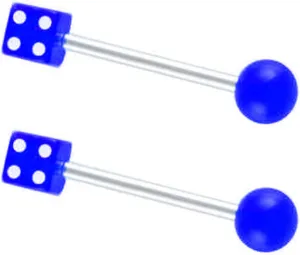 14G Stainless Steel Nipple Rings Colorful Bioplast Dice Straight Barbell Bars Tongue Ring 10mm(3/8 Inch) Body Piercing Jewelry