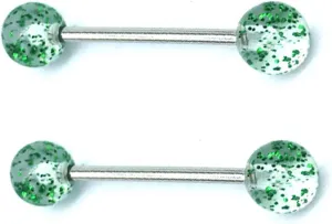 14G Stainless Steel Nipple Rings Colorful Bioplast Straight Barbell Bars Tongue Ring 16mm(1.6Inch) Body Piercing Jewelry