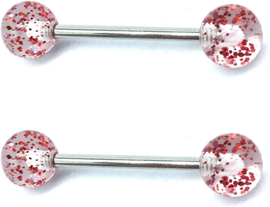 14G Stainless Steel Nipple Rings Colorful Bioplast Straight Barbell Bars Tongue Ring 16mm(1.6Inch) Body Piercing Jewelry