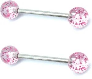 14G Stainless Steel Nipple Rings Colorful Bioplast Straight Barbell Bars Tongue Ring 16mm(1.6Inch) Body Piercing Jewelry