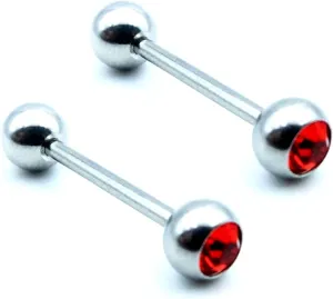 14G Stainless Steel Nipple Rings CZ Ball Straight Barbell Bars Tongue Ring 16mm(5/8Inch) Body Piercing Jewelry