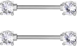14G Stainless Steel Nipple Rings CZ Paw Balls Straight Barbell Bars Tongue Ring 14mm(9/16Inch) Body Piercing Jewelry
