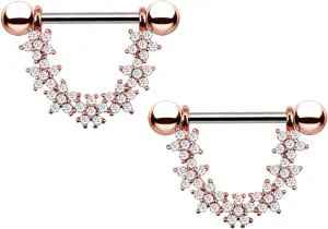 14G Stainless Steel Nipple Rings Glitter CZ Flowe Paw Straight Barbell Bars Tongue Ring 16mm(5/8Inch) Body Piercing Jewelry