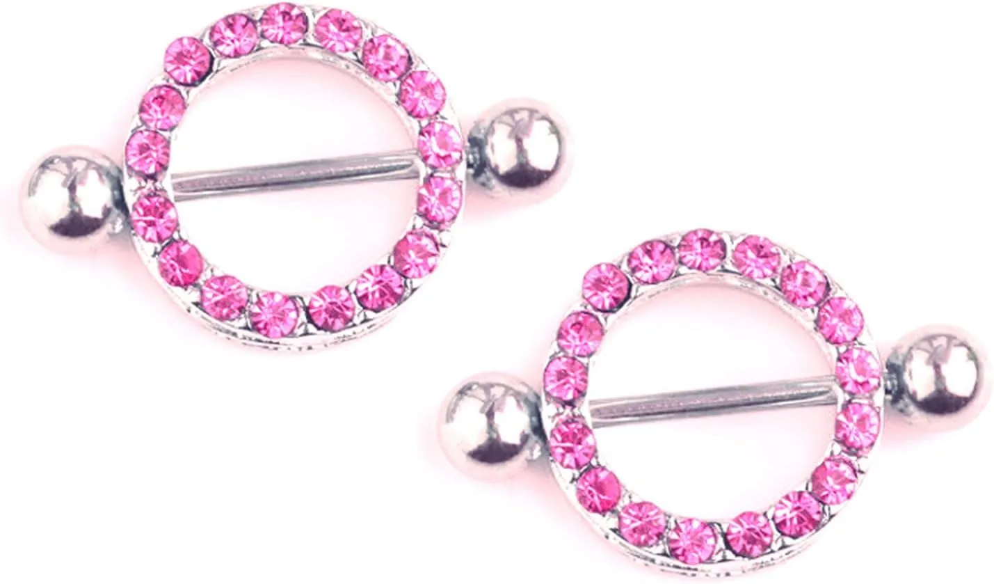 14G Stainless Steel Nipple Rings Glitter CZ Round Straight Barbell Bars Tongue Ring 16mm(5/8Inch) Body Piercing Jewelry