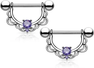 14G Stainless Steel Nipple Rings Silver CZ Flower Straight Barbell Bars Tongue Ring 16mm(5/8Inch) Body Piercing Jewelry