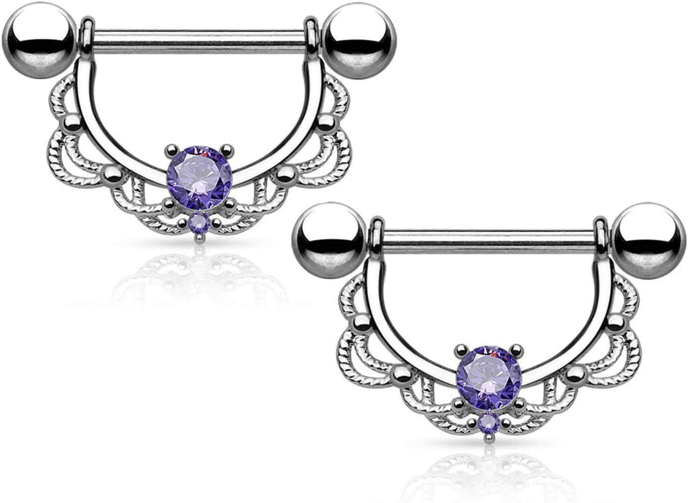 14G Stainless Steel Nipple Rings Silver CZ Flower Straight Barbell Bars Tongue Ring 16mm(5/8Inch) Body Piercing Jewelry