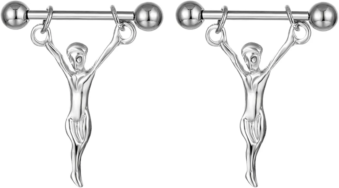 14G Stainless Steel Nipple Rings Skull Straight Barbell Bars Tongue Ring 16mm(5/8Inch) Body Piercing Jewelry