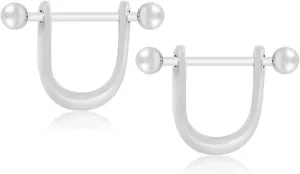 14G Stainless Steel Nipple Rings Solid U-Shape Straight Barbell Bars Tongue Ring 12mm(1/2Inch) Body Piercing Jewelry