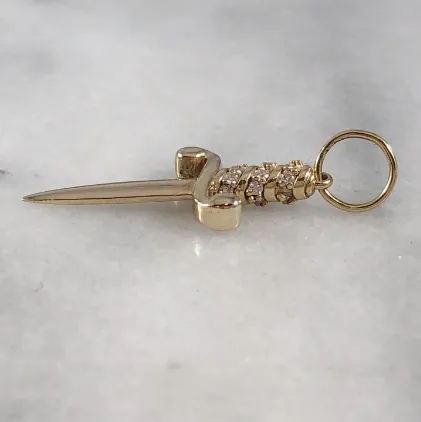 14K Diamond Dagger Charm