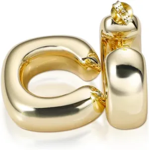 14K Gold Earrings for Girls, Thick Chunky Gold Hoop Earrings, Lightweight Hoop Earrings, Square Hoop Earrings, Golden Hoops, Gold Plated Hoops, Trendy Gold Jewelry, Star Jewelry
