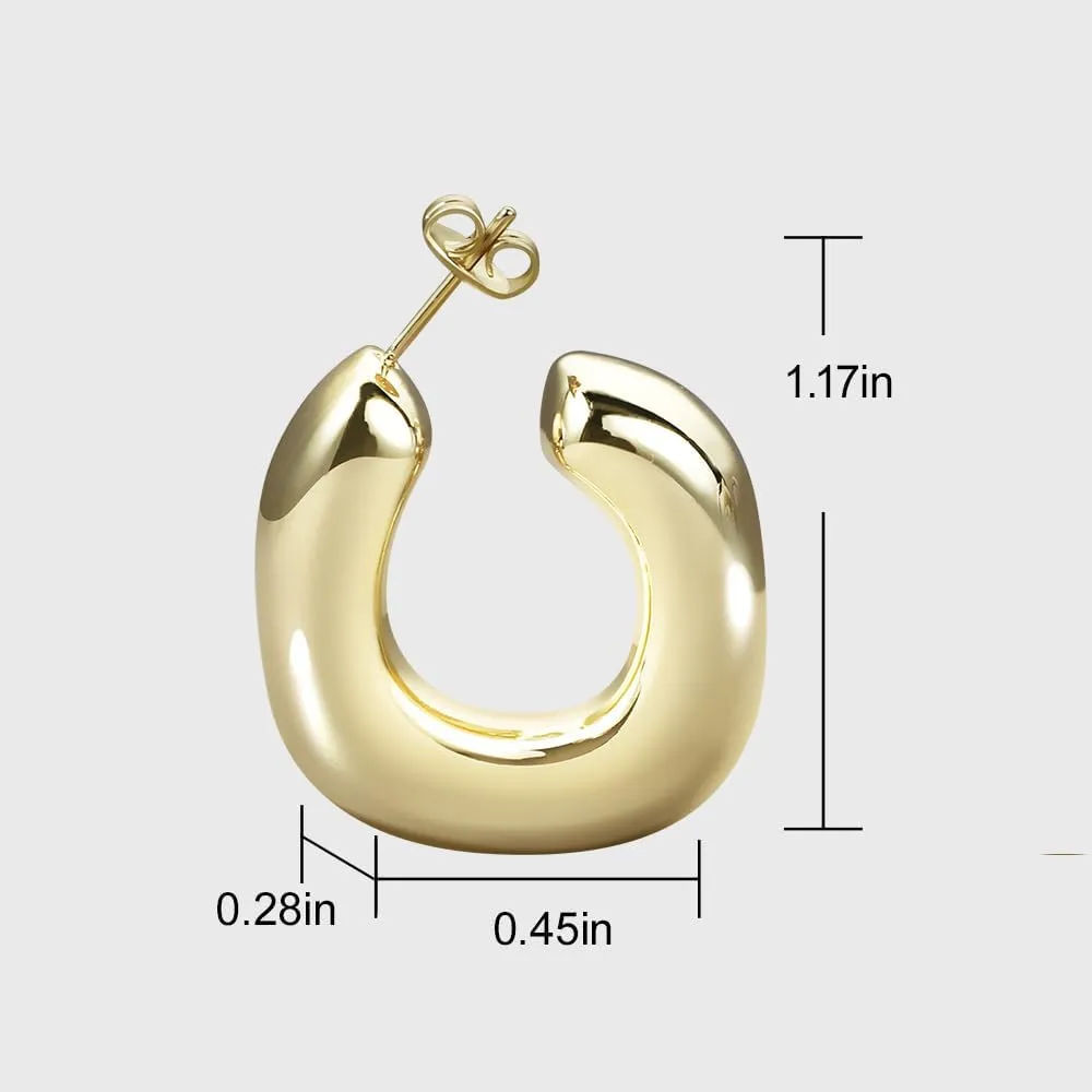 14K Gold Earrings for Girls, Thick Chunky Gold Hoop Earrings, Lightweight Hoop Earrings, Square Hoop Earrings, Golden Hoops, Gold Plated Hoops, Trendy Gold Jewelry, Star Jewelry