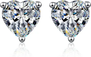 14K Gold Heart-Cut Stud Earrings for Women with 1/2 Carat Real Diamond, VVS2, D-color - Ideal Gift for Girlfriend