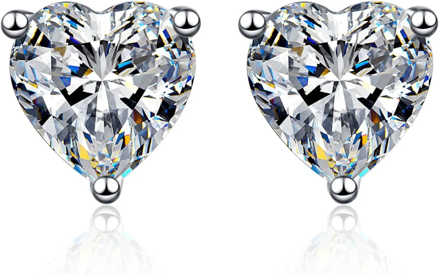 14K Gold Heart-Cut Stud Earrings for Women with 1/2 Carat Real Diamond, VVS2, D-color - Ideal Gift for Girlfriend