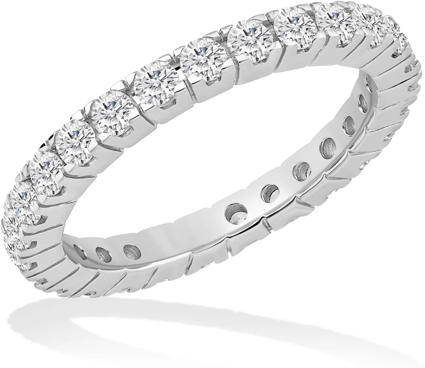 14K Gold or Platinum Plated Eternity Stackable Ring for Women with Cubic Zirconia | Size 5 to 9