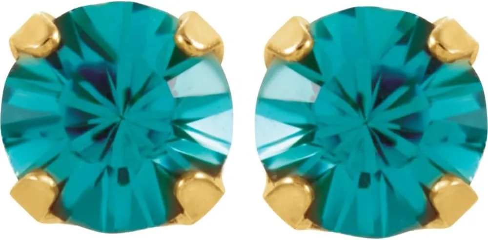 14K Gold Or Sterling Silver Imitation Gemstone Stud Earrings with Friction Back