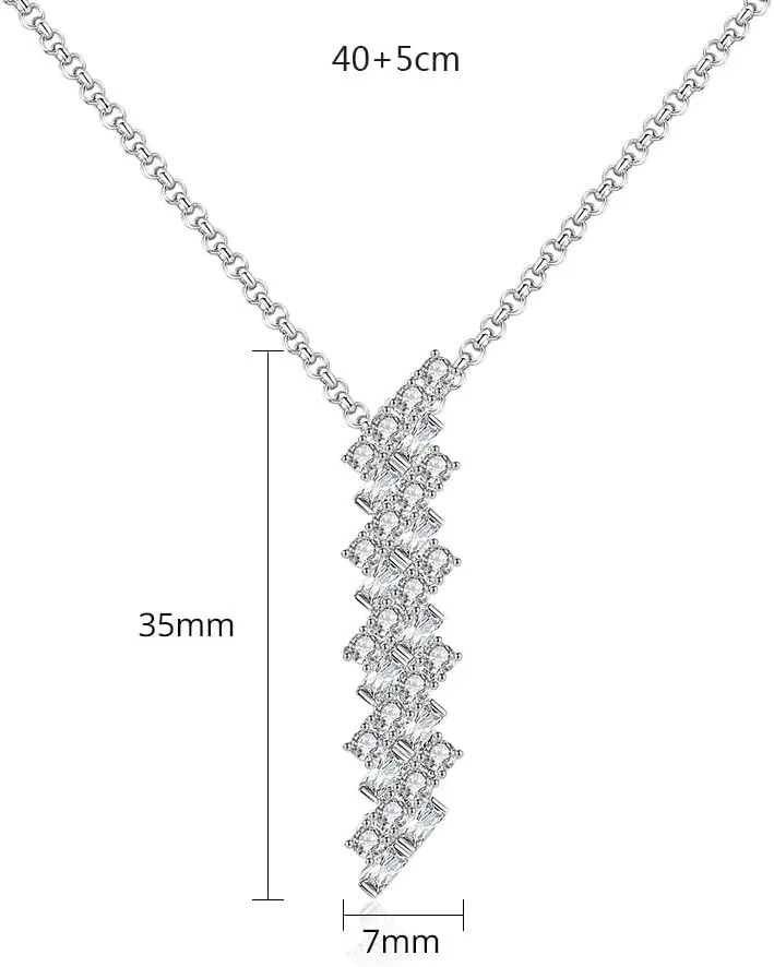 14K Gold Pendant Necklace,Ladder-Shaped Moissanite Pendant, Fine Jewelry Gift for Modern Women