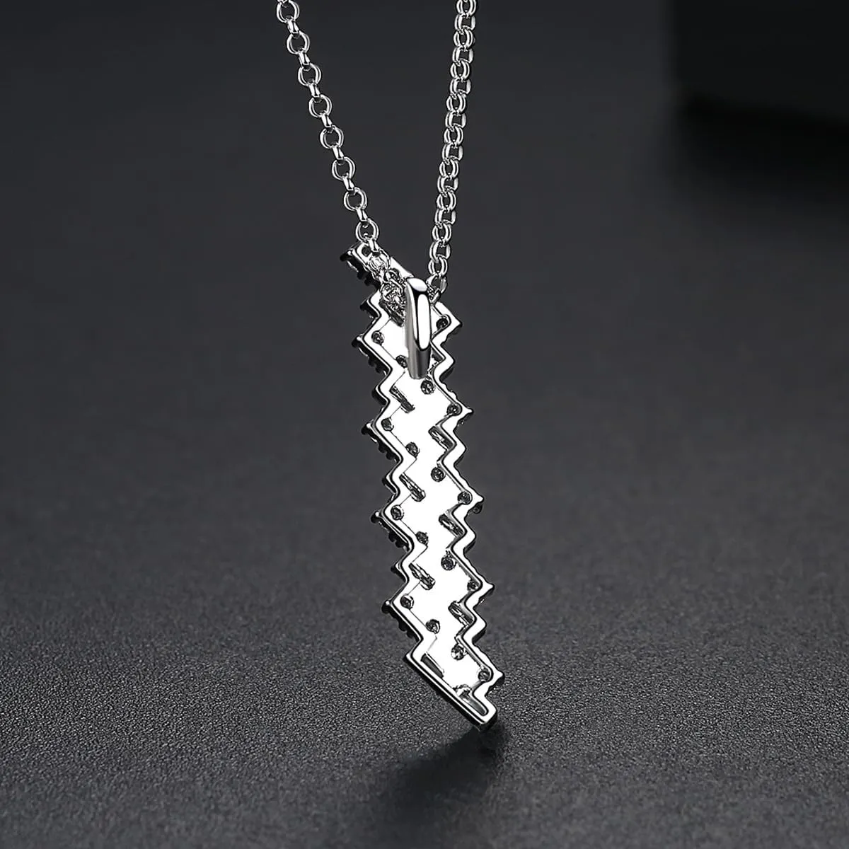 14K Gold Pendant Necklace,Ladder-Shaped Moissanite Pendant, Fine Jewelry Gift for Modern Women
