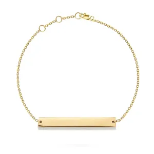 14k Gold Personalized Engrave Bar Bracelet | Custom Name, Date, or Message | Memorial & Friendship Gift | Medical ID | Ideal for Birthdays, Christmas, and Mother's Day