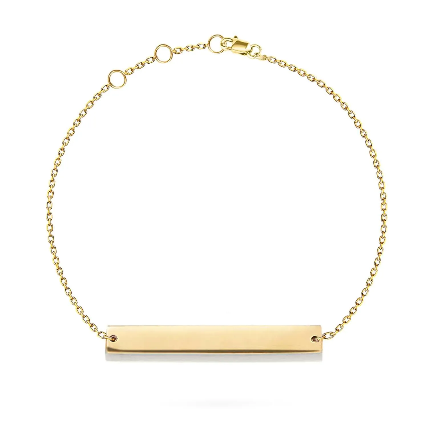 14k Gold Personalized Engrave Bar Bracelet | Custom Name, Date, or Message | Memorial & Friendship Gift | Medical ID | Ideal for Birthdays, Christmas, and Mother's Day