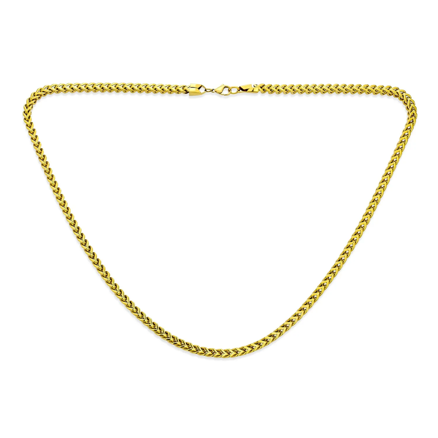 14K Gold Plated Black Stainless Steel Chain Necklace for Men - 5MM Curb Foxtail