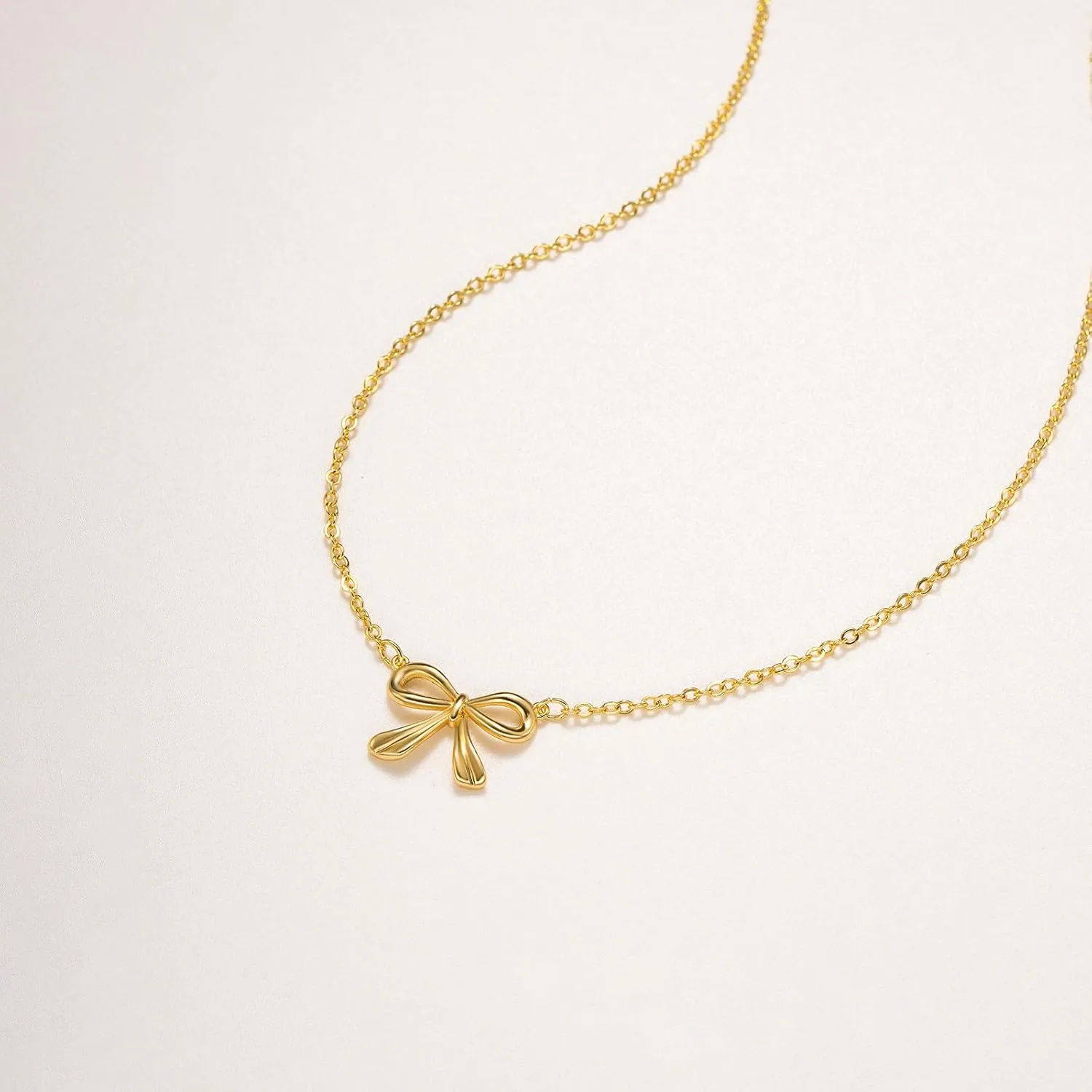 14K Gold Plated Dainty Butterfly Baseball Crown Compass Shell Starfish Airplane Bird Heart Lightning Leaf Turtle Horse Cherry Paperclip Bow Necklace Simple Jewelry