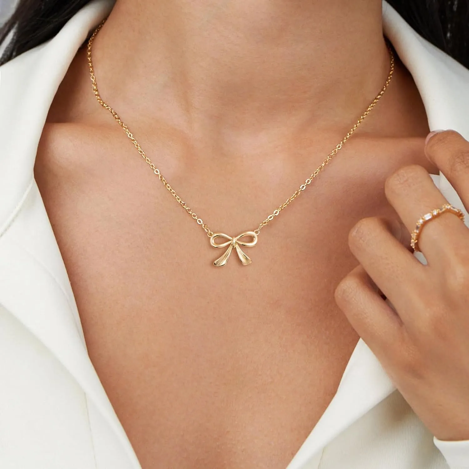 14K Gold Plated Dainty Butterfly Baseball Crown Compass Shell Starfish Airplane Bird Heart Lightning Leaf Turtle Horse Cherry Paperclip Bow Necklace Simple Jewelry