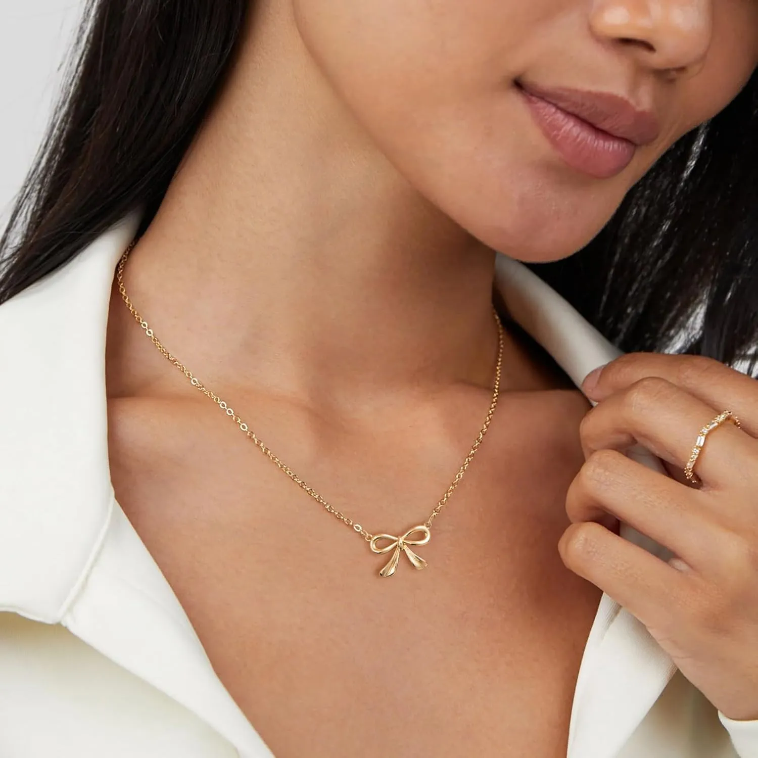 14K Gold Plated Dainty Butterfly Baseball Crown Compass Shell Starfish Airplane Bird Heart Lightning Leaf Turtle Horse Cherry Paperclip Bow Necklace Simple Jewelry