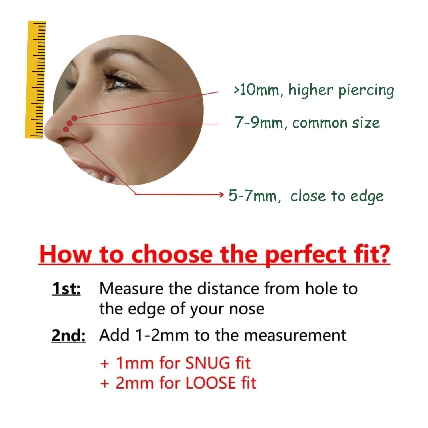 14K Gold Plated Solid 925 Sterling Silver Nose Ring Hoop for Women - Small Thin Dainty Nose Piercing Jewelry, 8mm 20 gauge