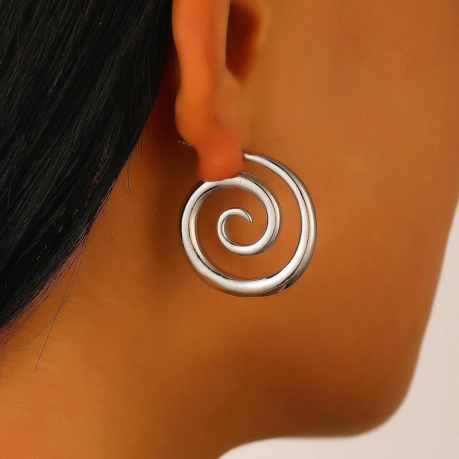14K Gold Plated Spiral Stud Earrings for Women Statement Earring Trendy Chunky Spiral Stud Earrings Posts Geometric Earring Jewelry Gift