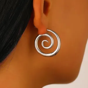 14K Gold Plated Spiral Stud Earrings for Women Statement Earring Trendy Chunky Spiral Stud Earrings Posts Geometric Earring Jewelry Gift