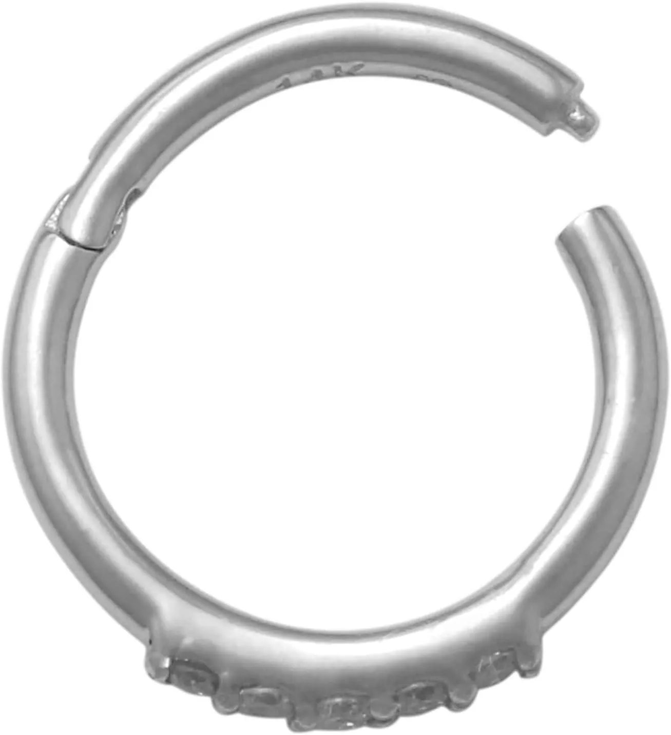14k Real Solid Gold Diamond Hoop Earring  18 Gauge Nose Clicker Ring - Ideal for Multiple Piercing - Unisex Body Hoop With Diamonds - Perfect for Minimalist Design - Sold as a Single