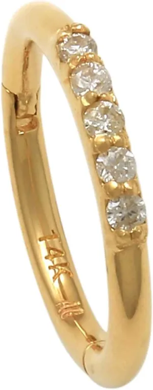 14k Real Solid Gold Diamond Hoop Earring  18 Gauge Nose Clicker Ring - Ideal for Multiple Piercing - Unisex Body Hoop With Diamonds - Perfect for Minimalist Design - Sold as a Single