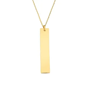 14K Real Solid Gold Vertical Coordinate Engravable Personalized Custom Name Necklace for Women | Birthday Christmas Mothers Day Gift