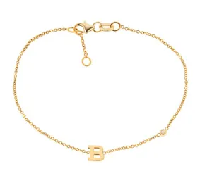 14k Rose Gold Initial Bracelet With Diamond