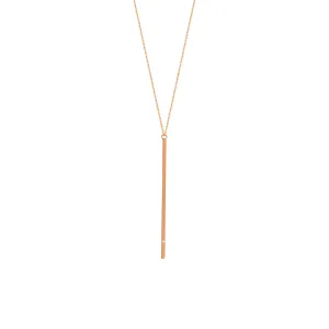 14K Rose Gold Vertical Thin Bar with Diamond Necklace
