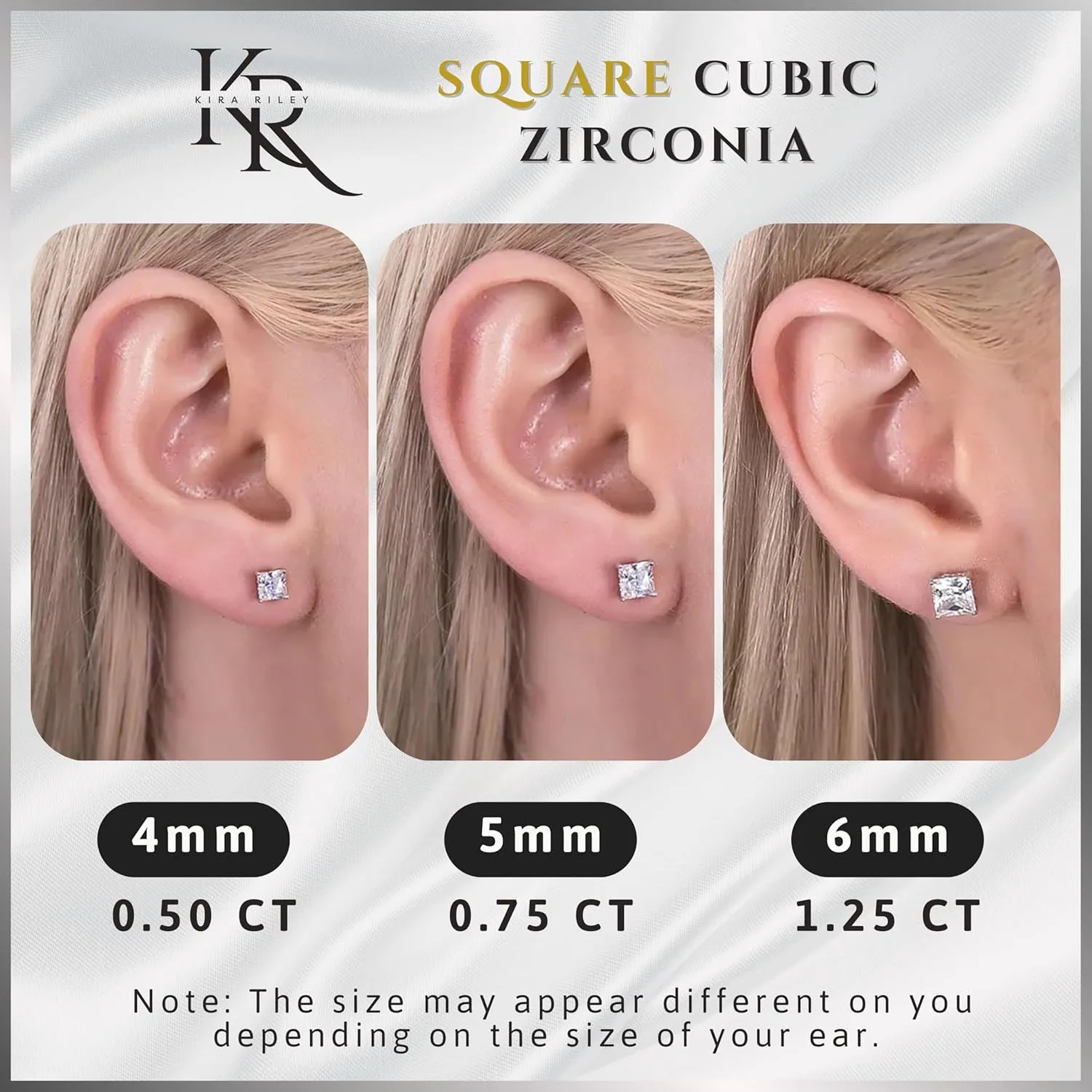 14k Solid Yellow or White Gold Solitaire Round/Square Cubic Zirconia Earrings Studs For Women - Small CZ, Hypoallergenic, Screw Back/Silicone Pushback - Jewelry Gifts for Mom - In Various Sizes