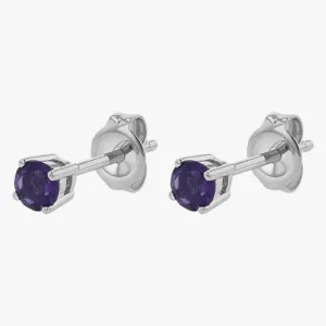 14K White Gold Amethyst Studs