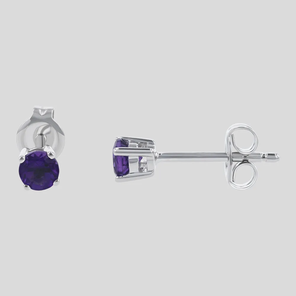 14K White Gold Amethyst Studs