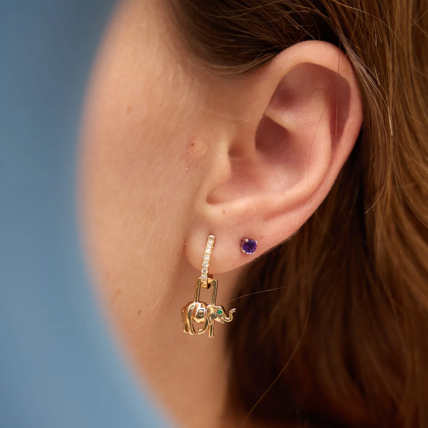 14K White Gold Amethyst Studs