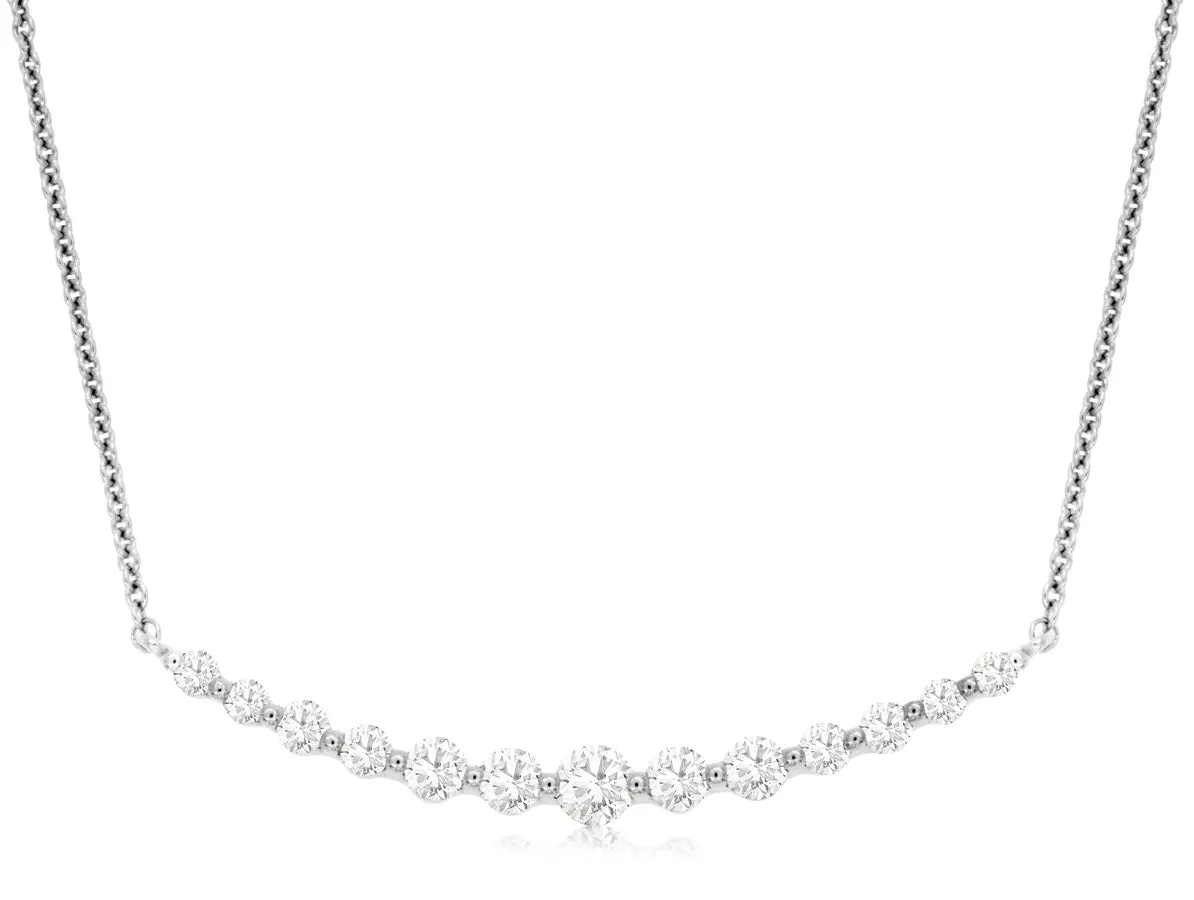 14K White Gold Diamond Bar Necklace