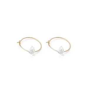 14k Yellow Gold Crystal Hoop Earrings